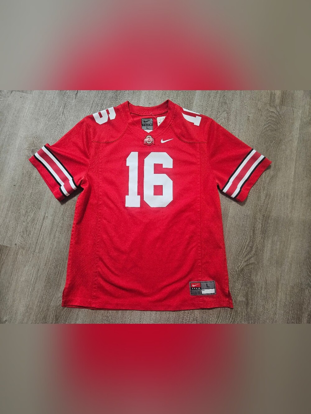 Nike NCAA Ohio State Buckeyes #16 Red Football Jersey Youth Size L
